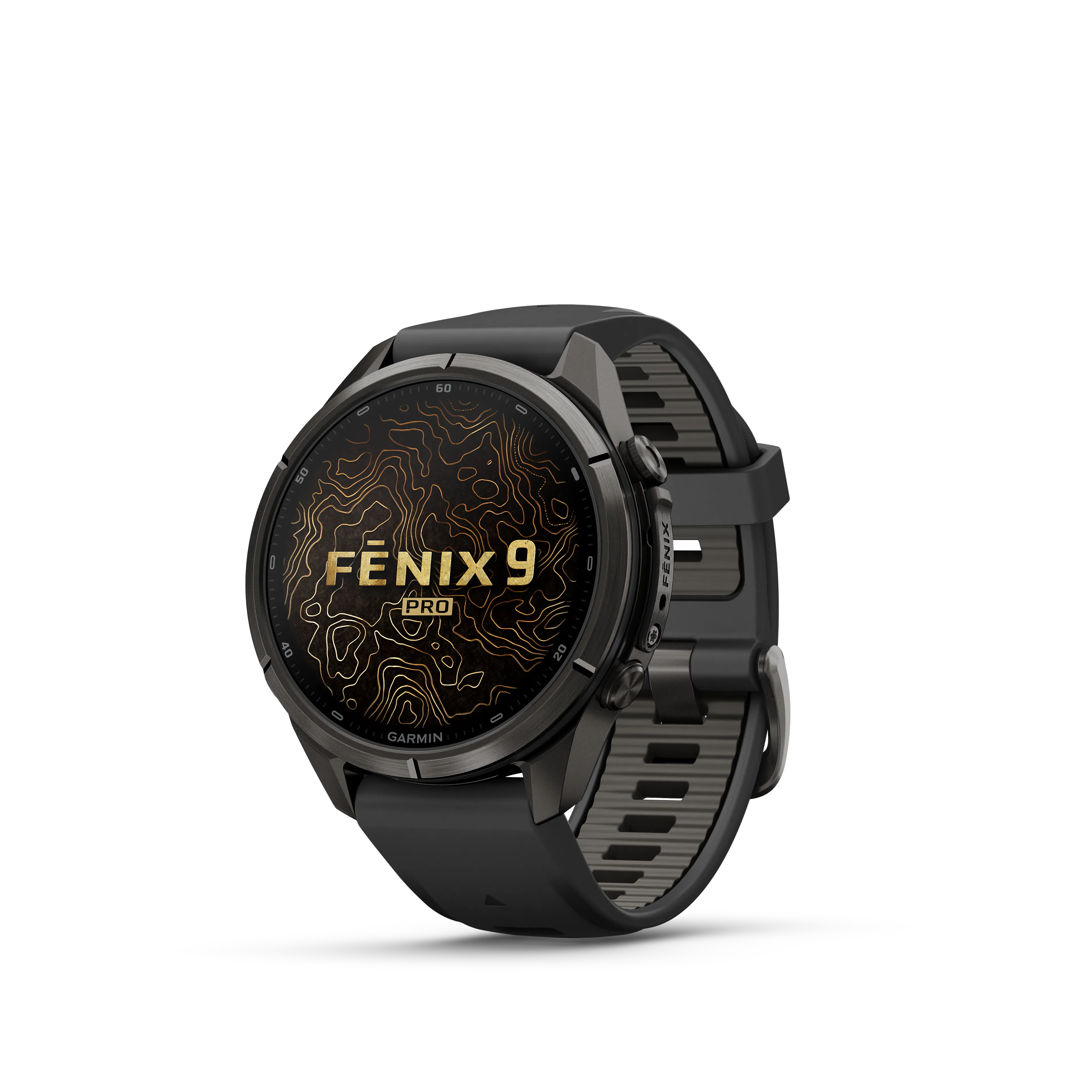 fenix 9 Pro inReach 43mm DLC Smartwatch, Carbon gray DLC titanium with black/pebble gray silicone band