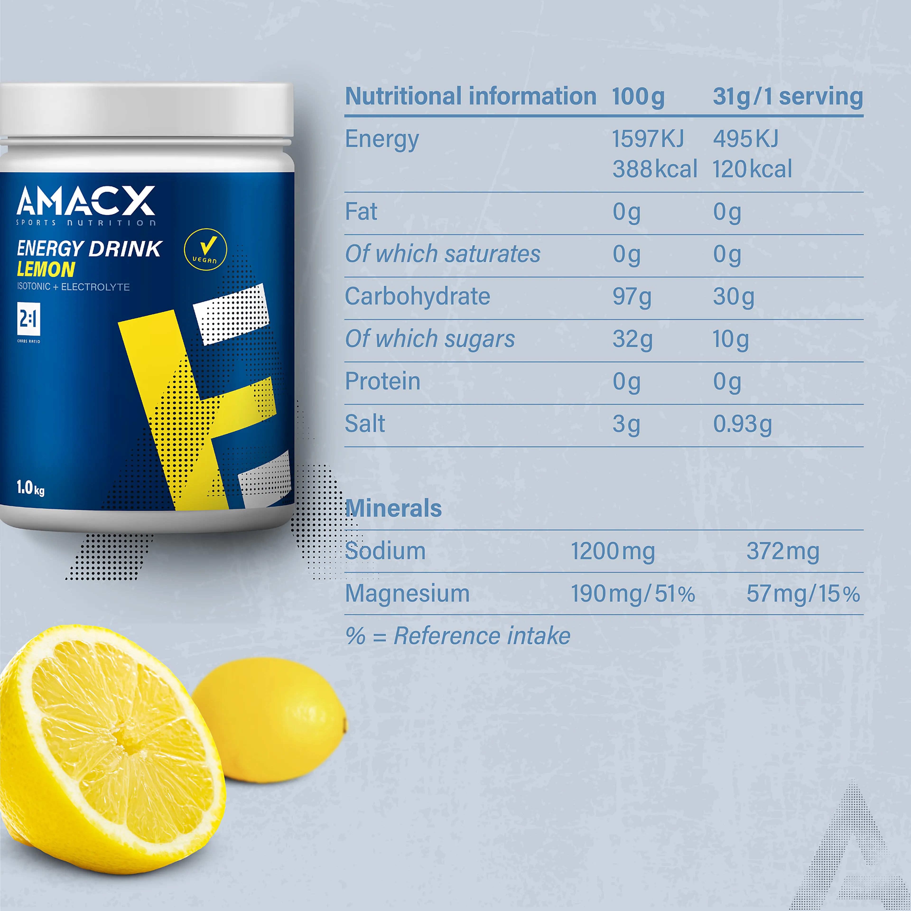 Sportsdrikk 30g Carb Lemon | 1KG