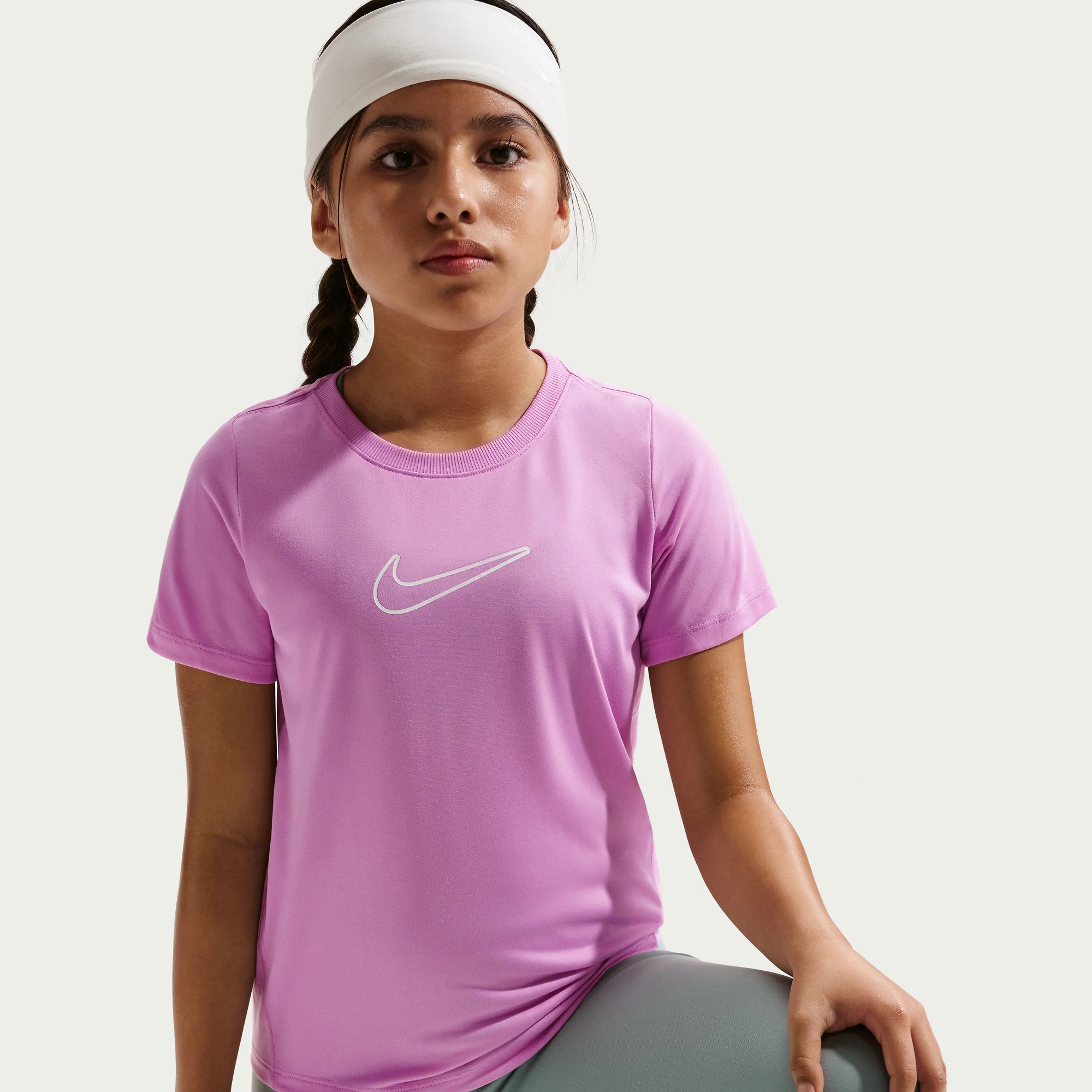 Nike One Fitted Big Kids' (Girls') Dri-FIT Short-Sleeve Top