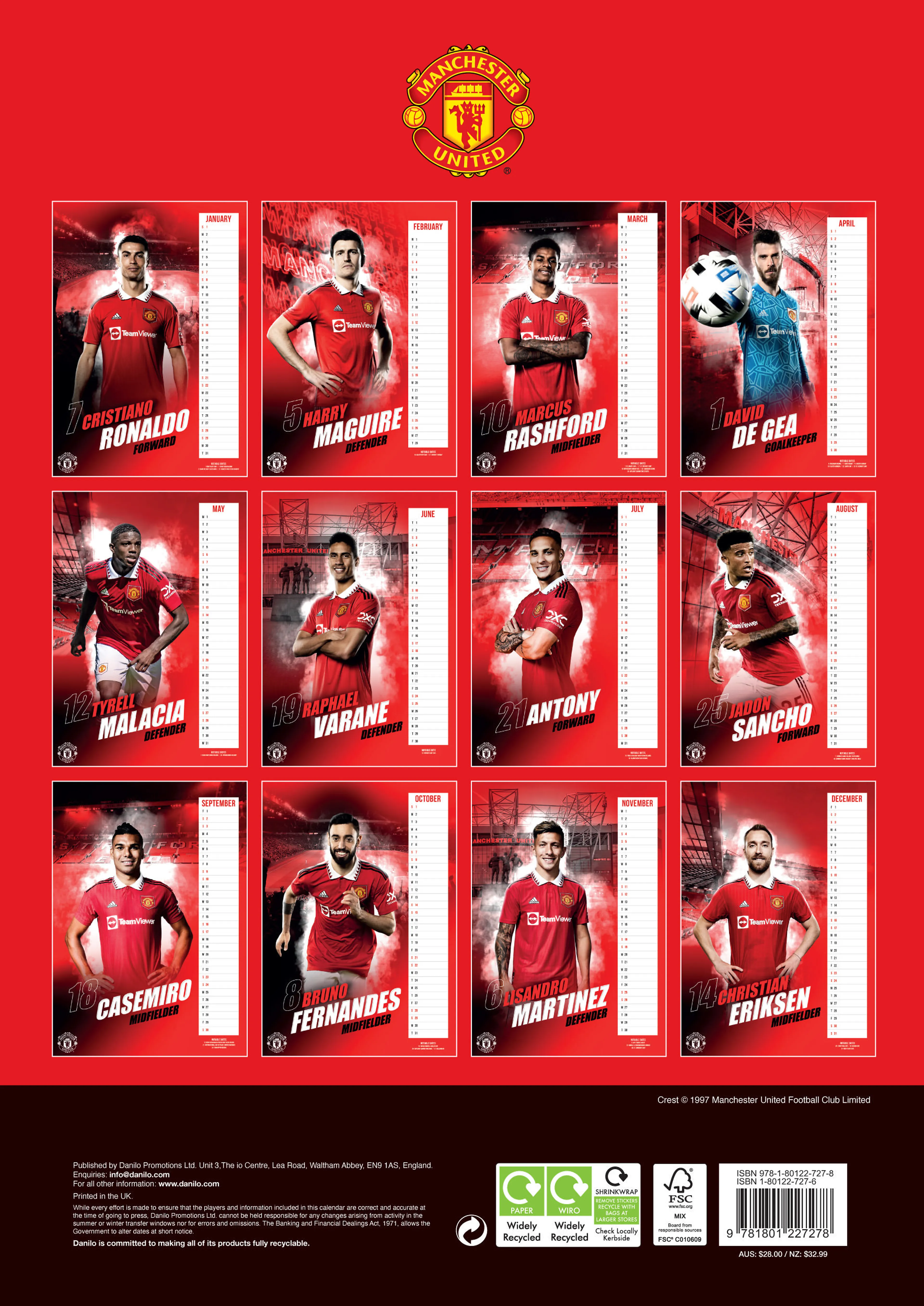 MANCHESTER UNITED FC 2024 A3 KALENDER
