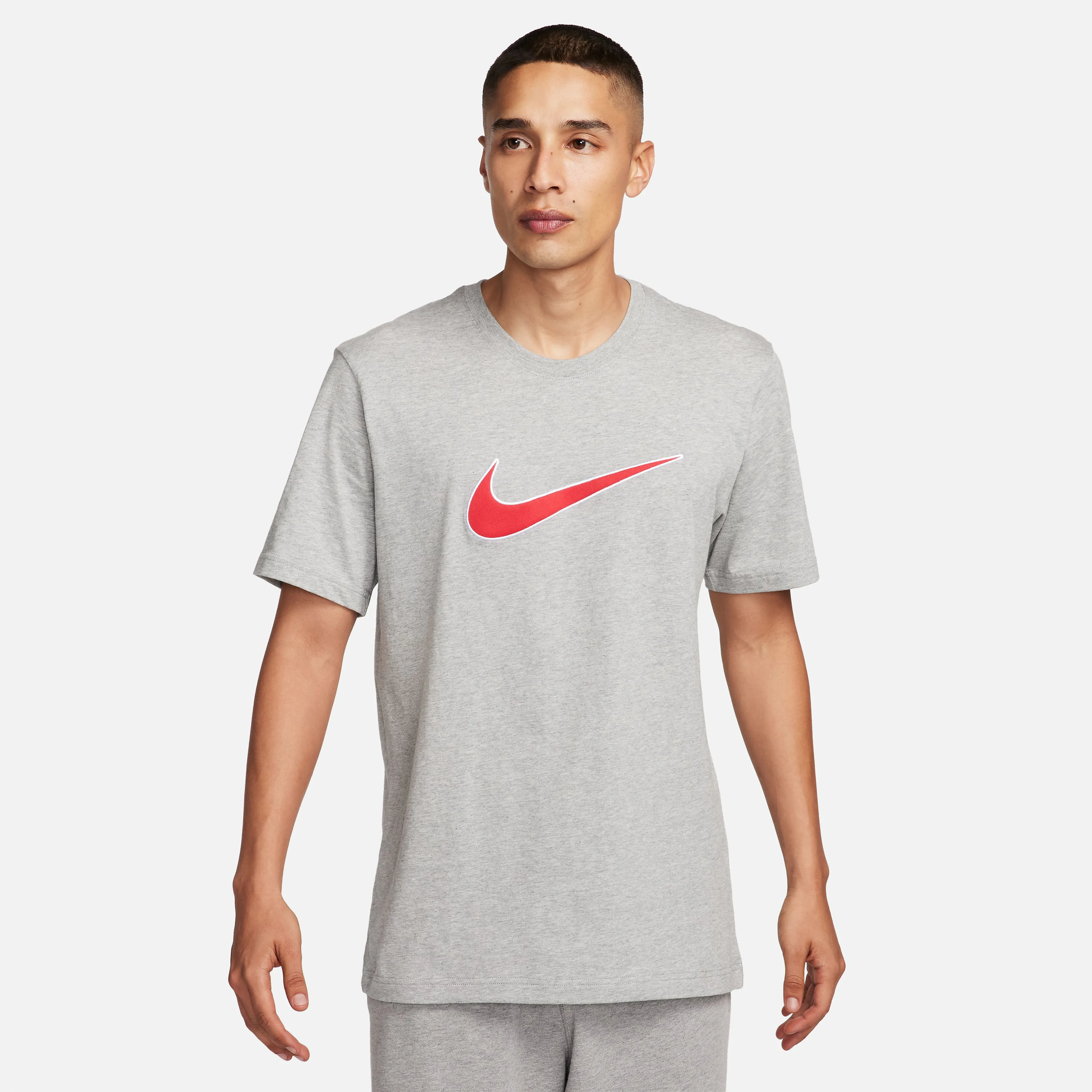DK GREY HEATHER/FIRE RED