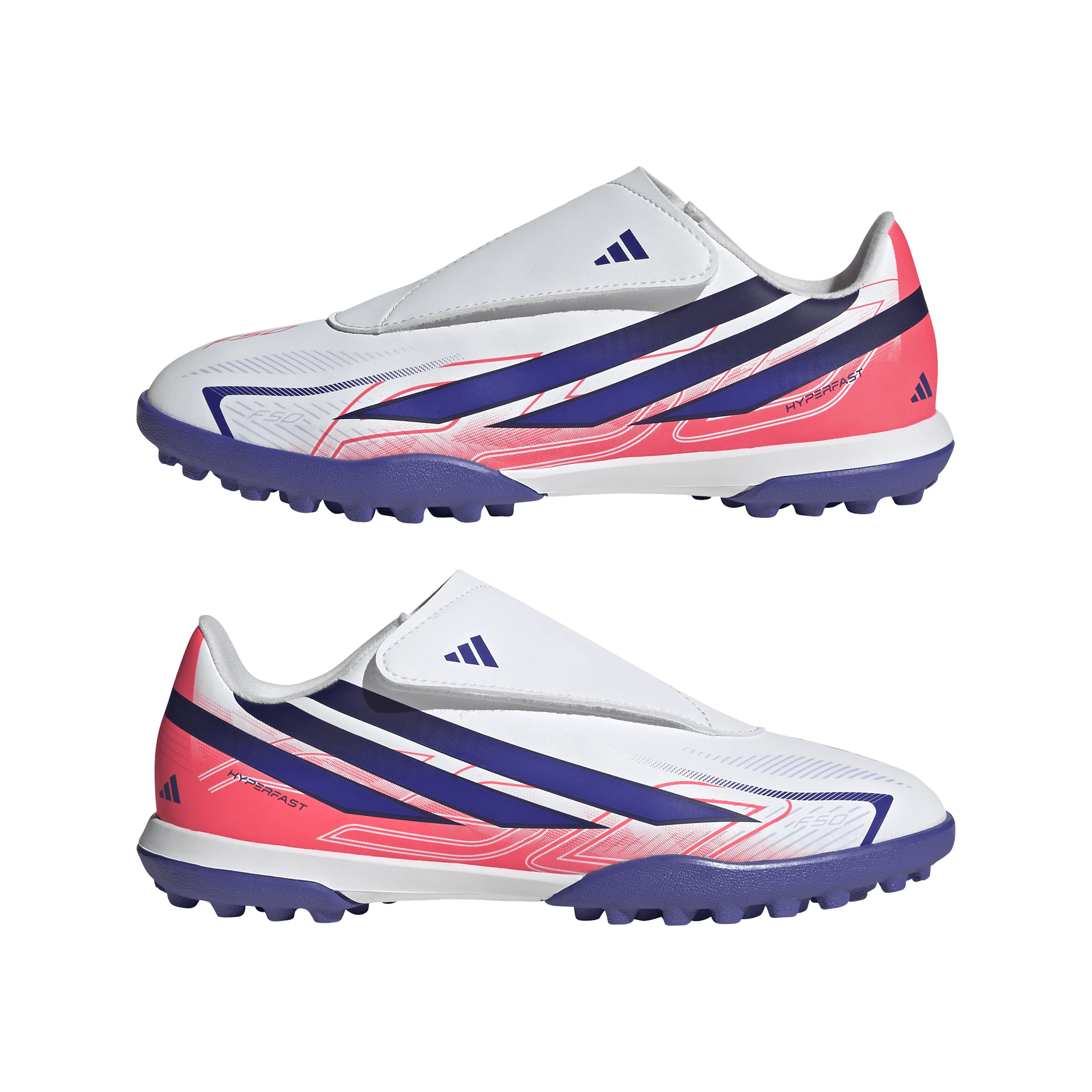 F50 Hyperfast Club Velcro Turf Fotballsko Grus/Kunstgress Barn