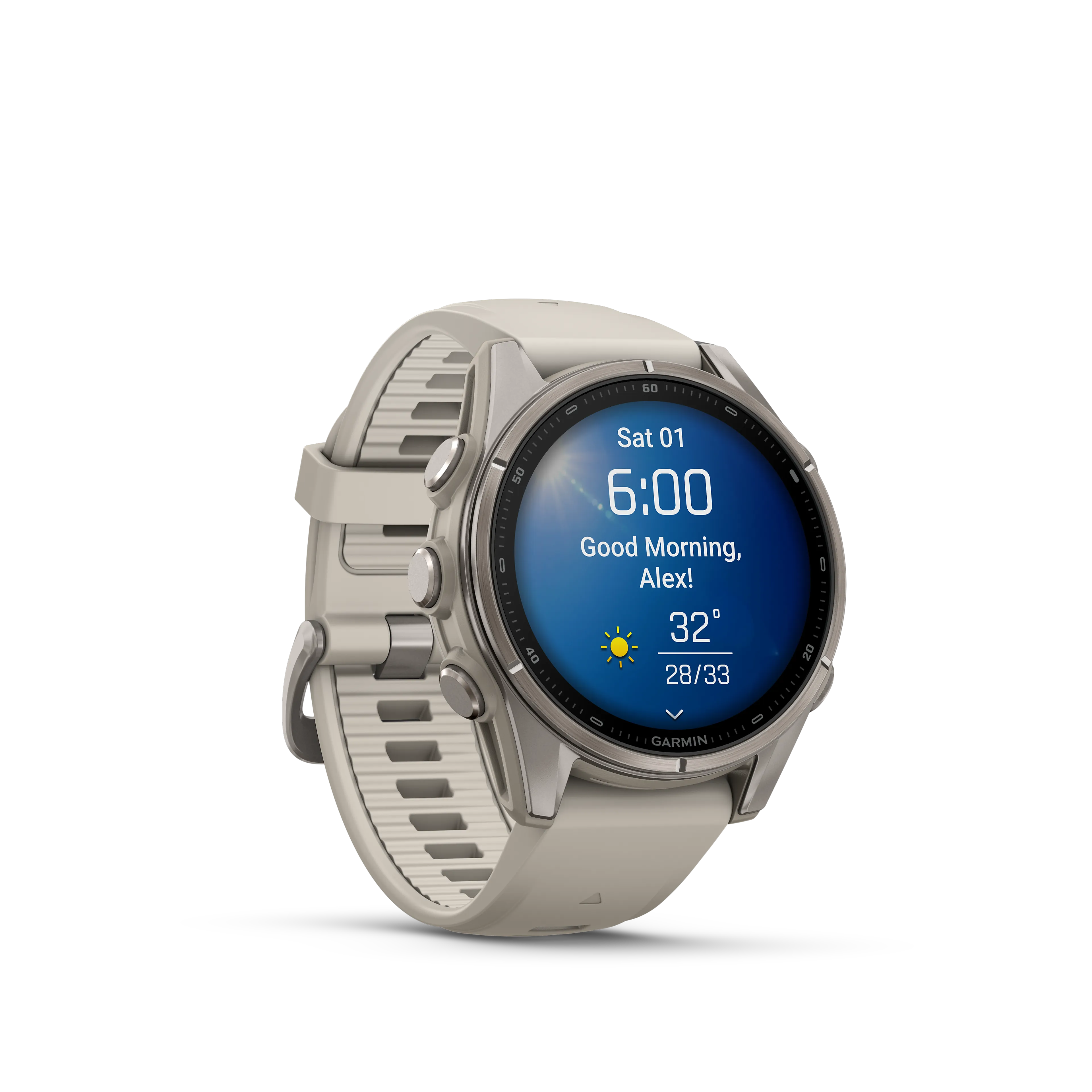 Fenix 9 43 mm, Titanium with fog gray silicone band