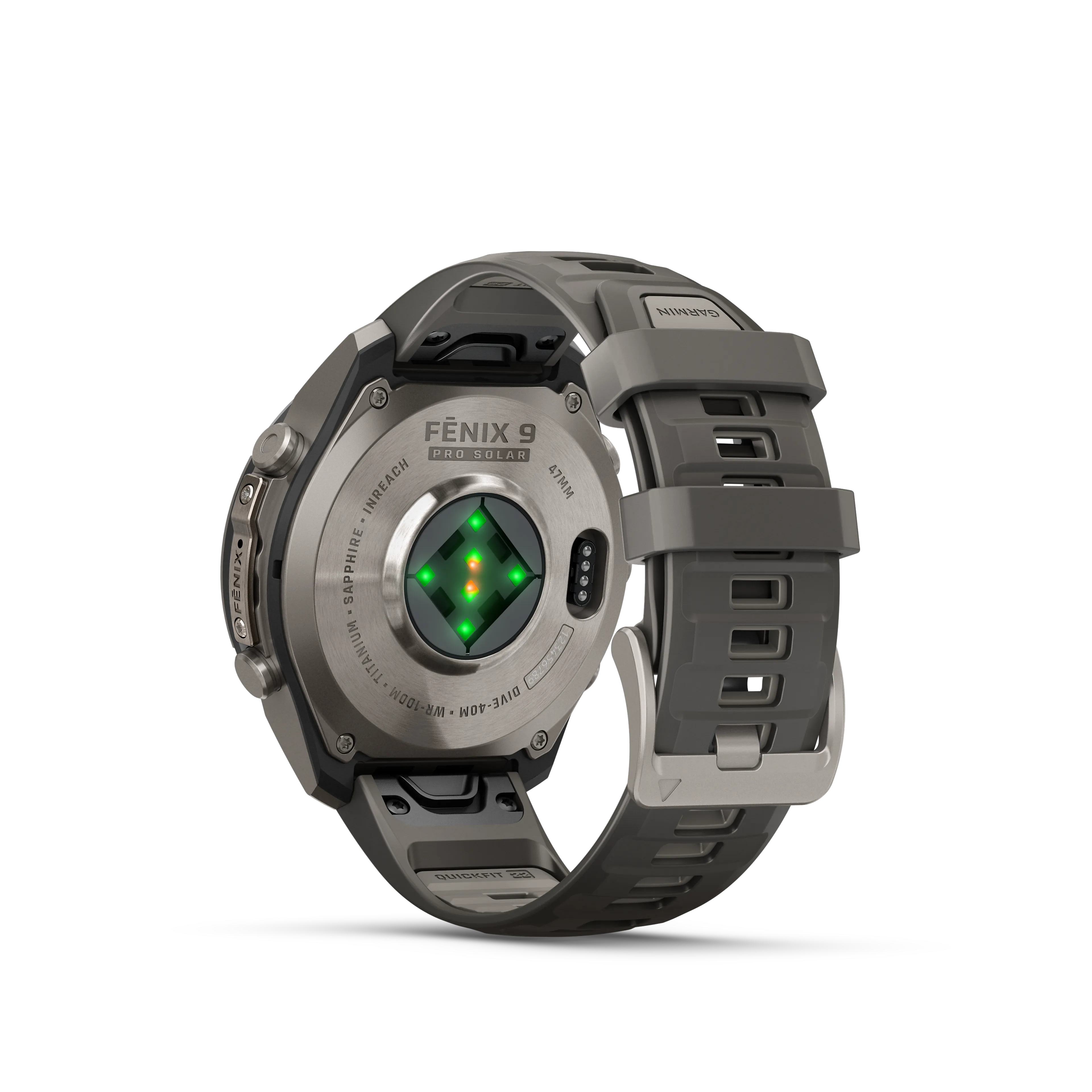 Fenix 9 Pro  inReach, Solar, 47 mm, Titanium with pebble gray/silver gray silicone band