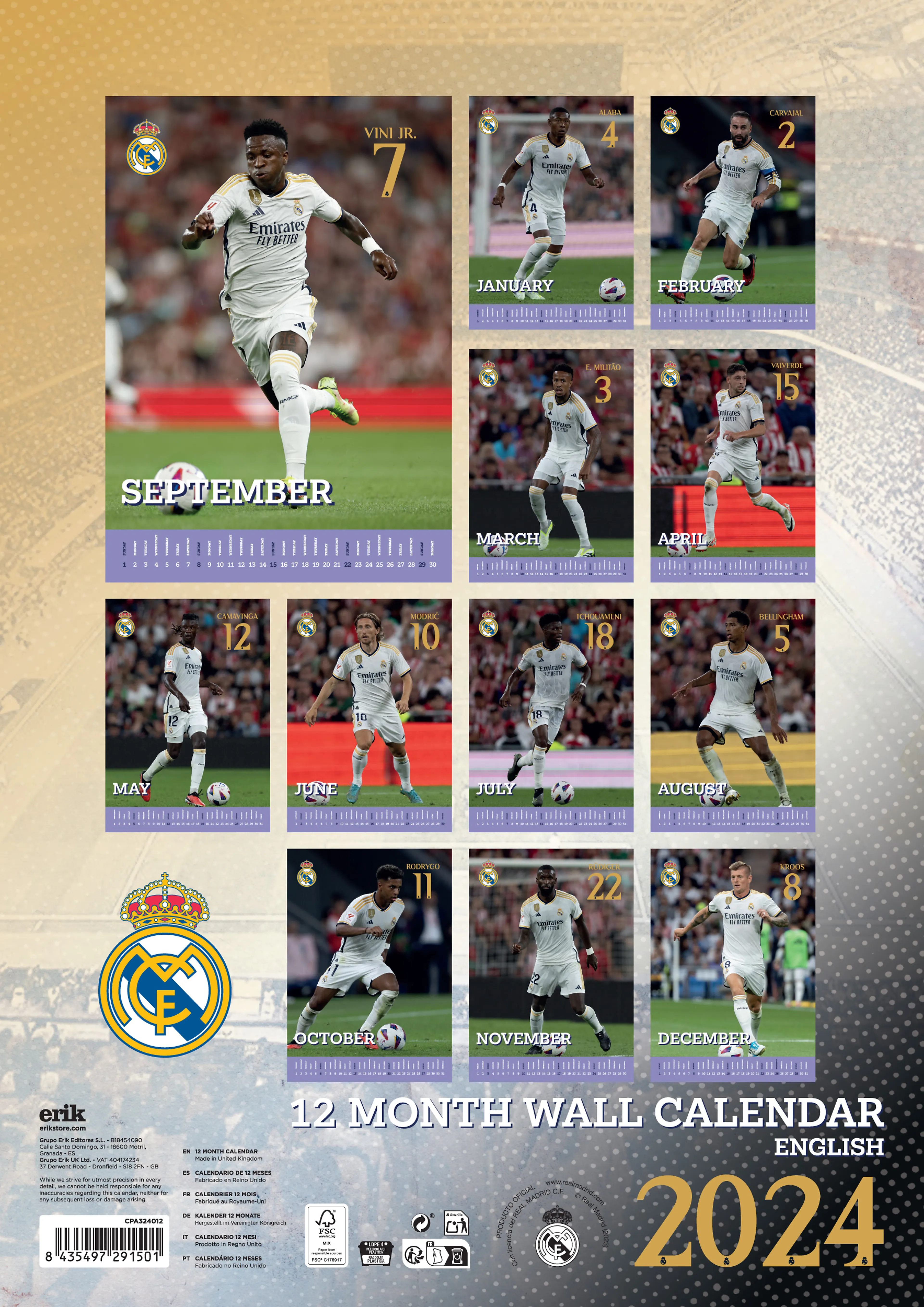 REAL MADRID CF 2024 A3 KALENDER REAL MADRID CF 2024 A3 KALENDER