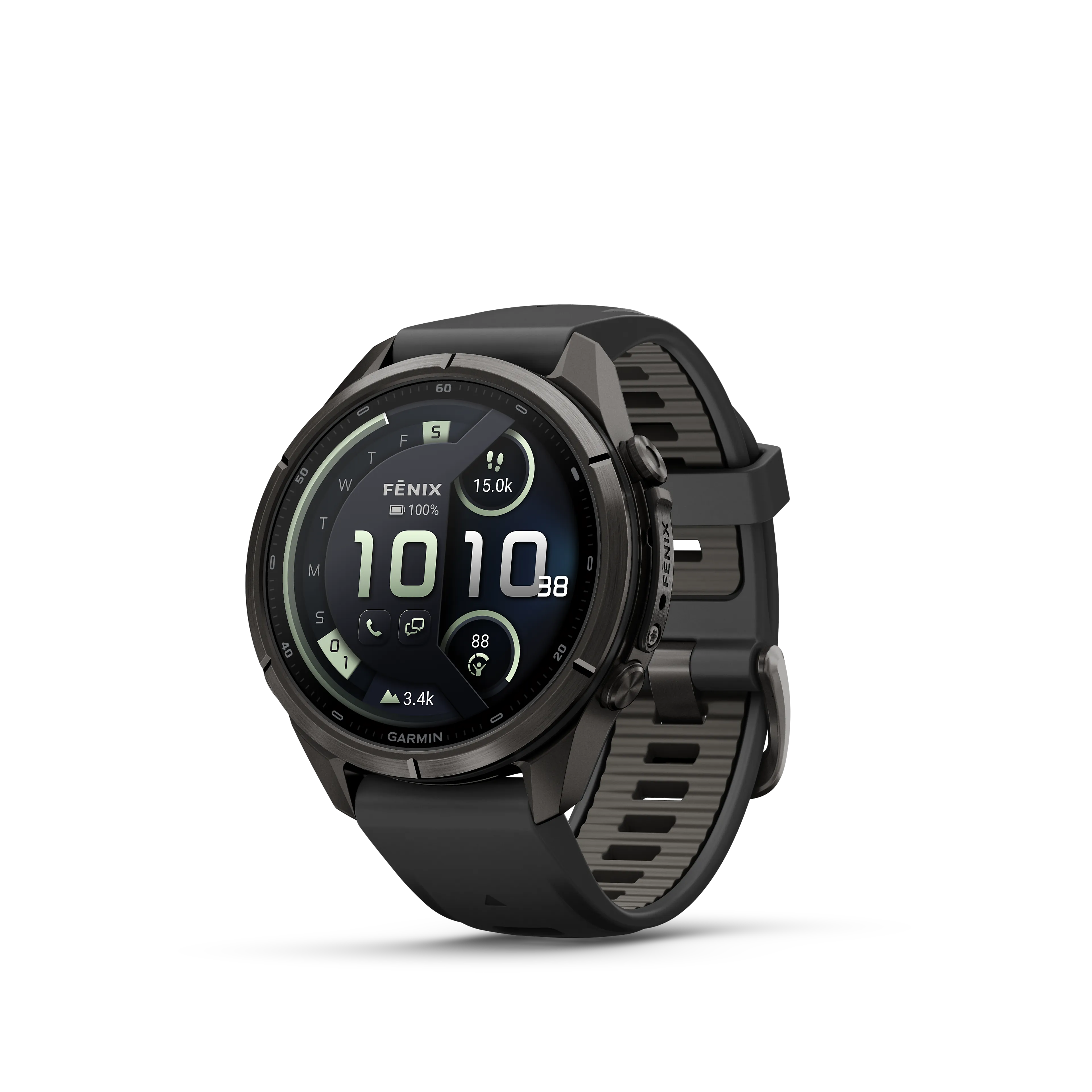 fenix 9 Pro inReach 43mm DLC Smartwatch, Carbon gray DLC titanium with black/pebble gray silicone band
