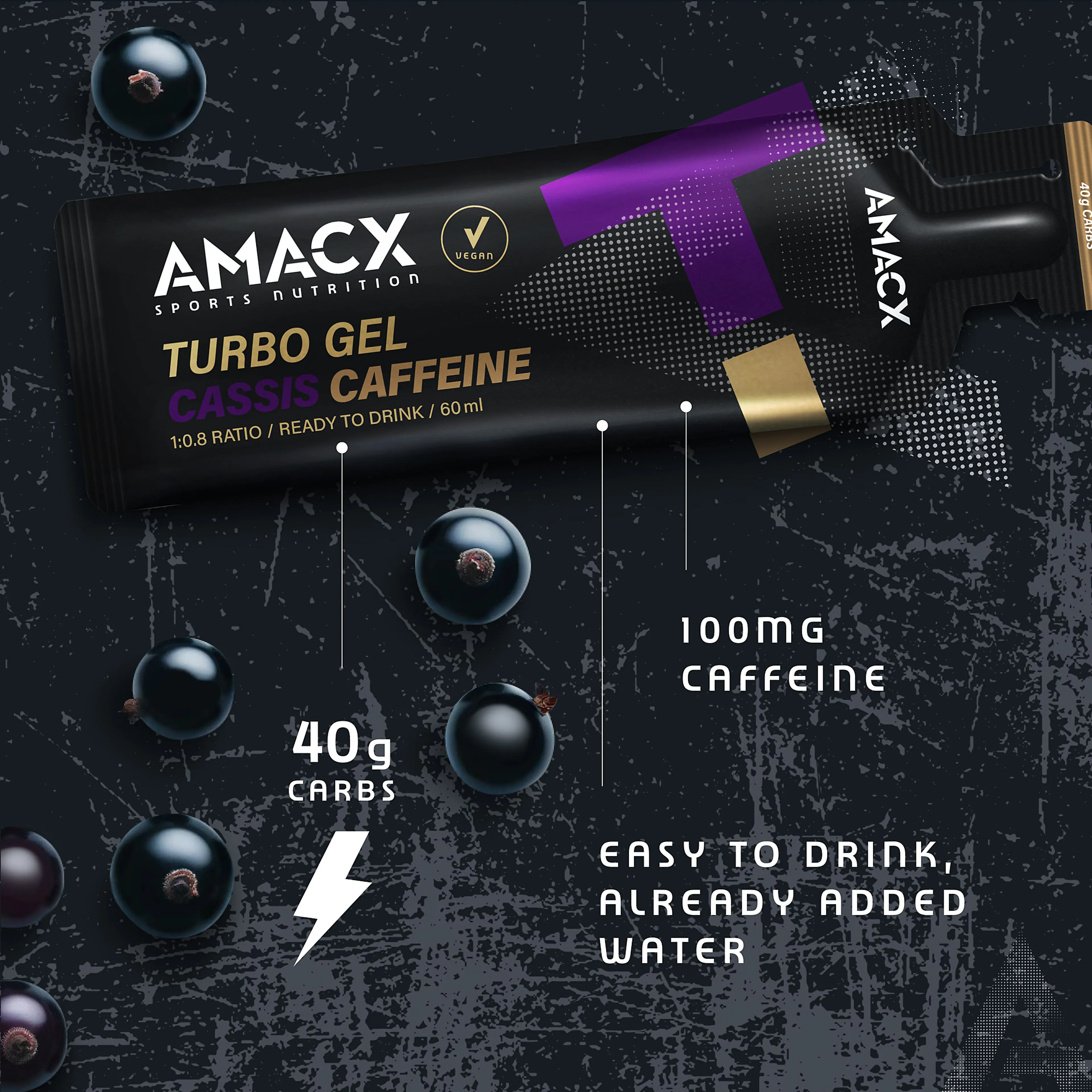 Turbo Gel Cassis Caffeine - 12 stk