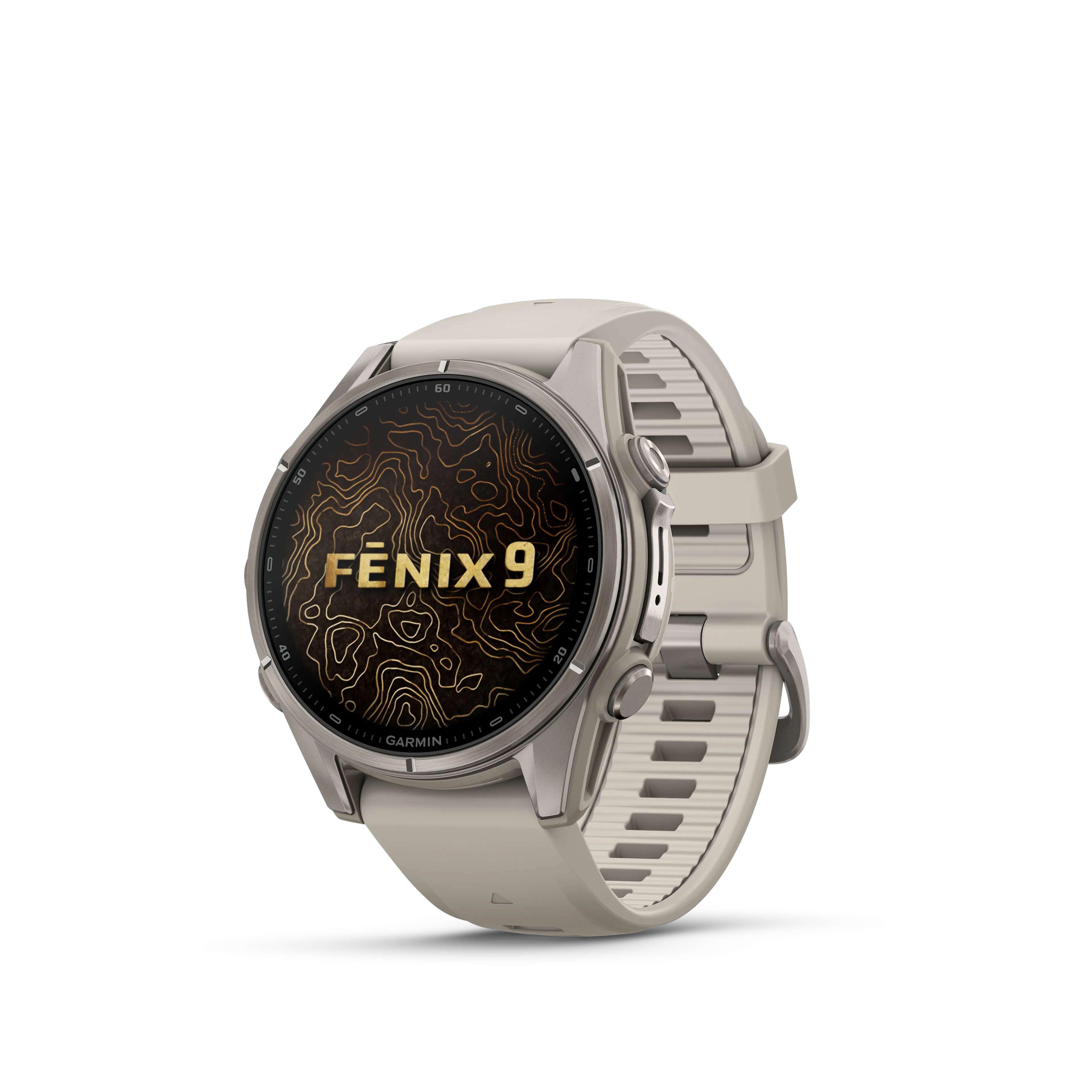 Fenix 9 43 mm, Titanium with fog gray silicone band