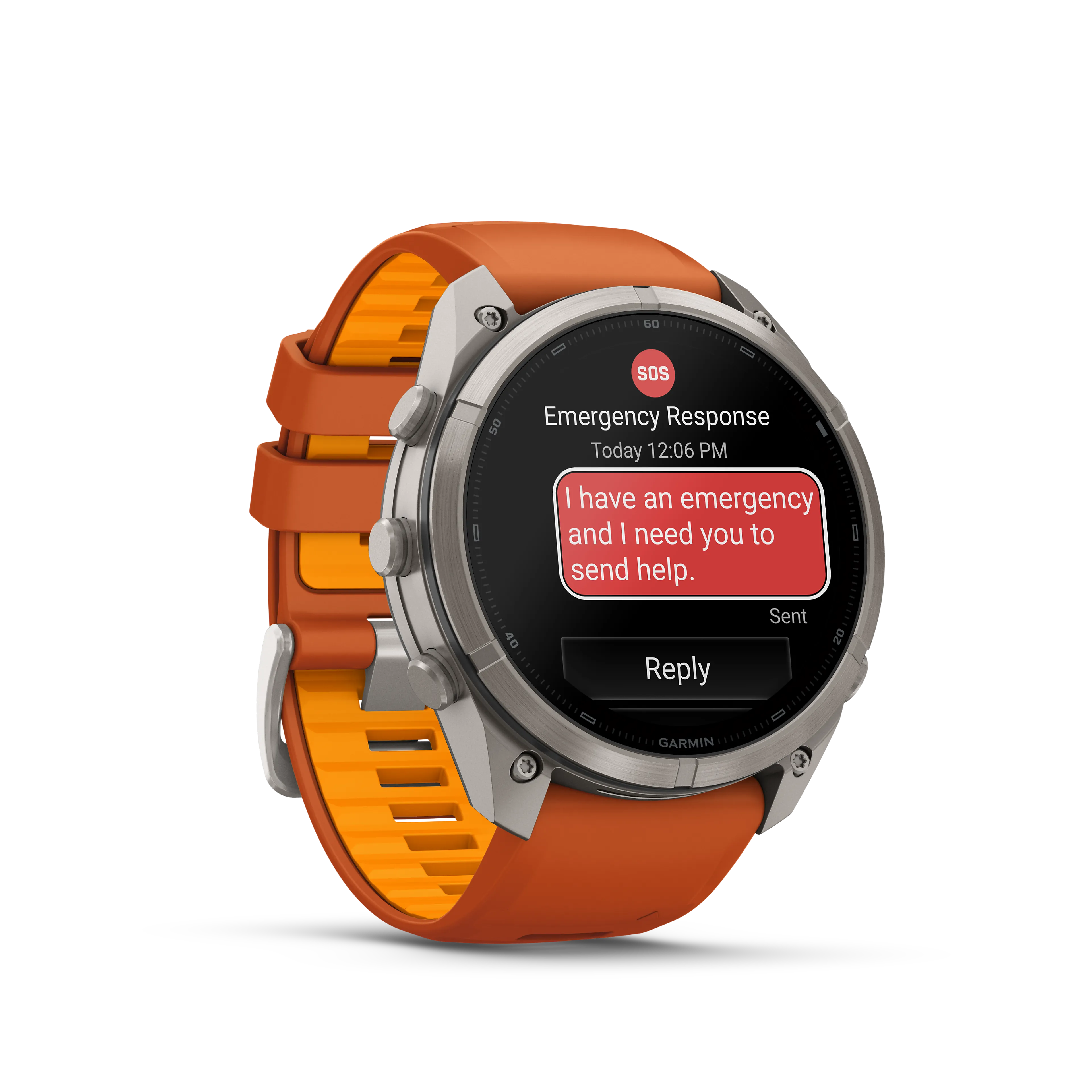 Fenix 9 Pro  inReach, 51 mm, Titanium with autumn orange/spark orange silicone band